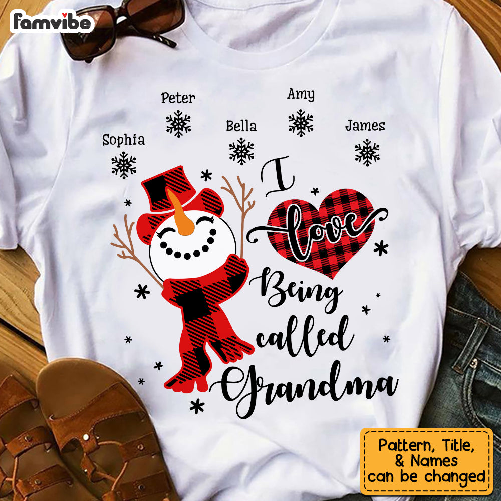 Personalized I Love Being Called Grandma Snowman Christmas Shirt NB92 58O53 Mockup 4
