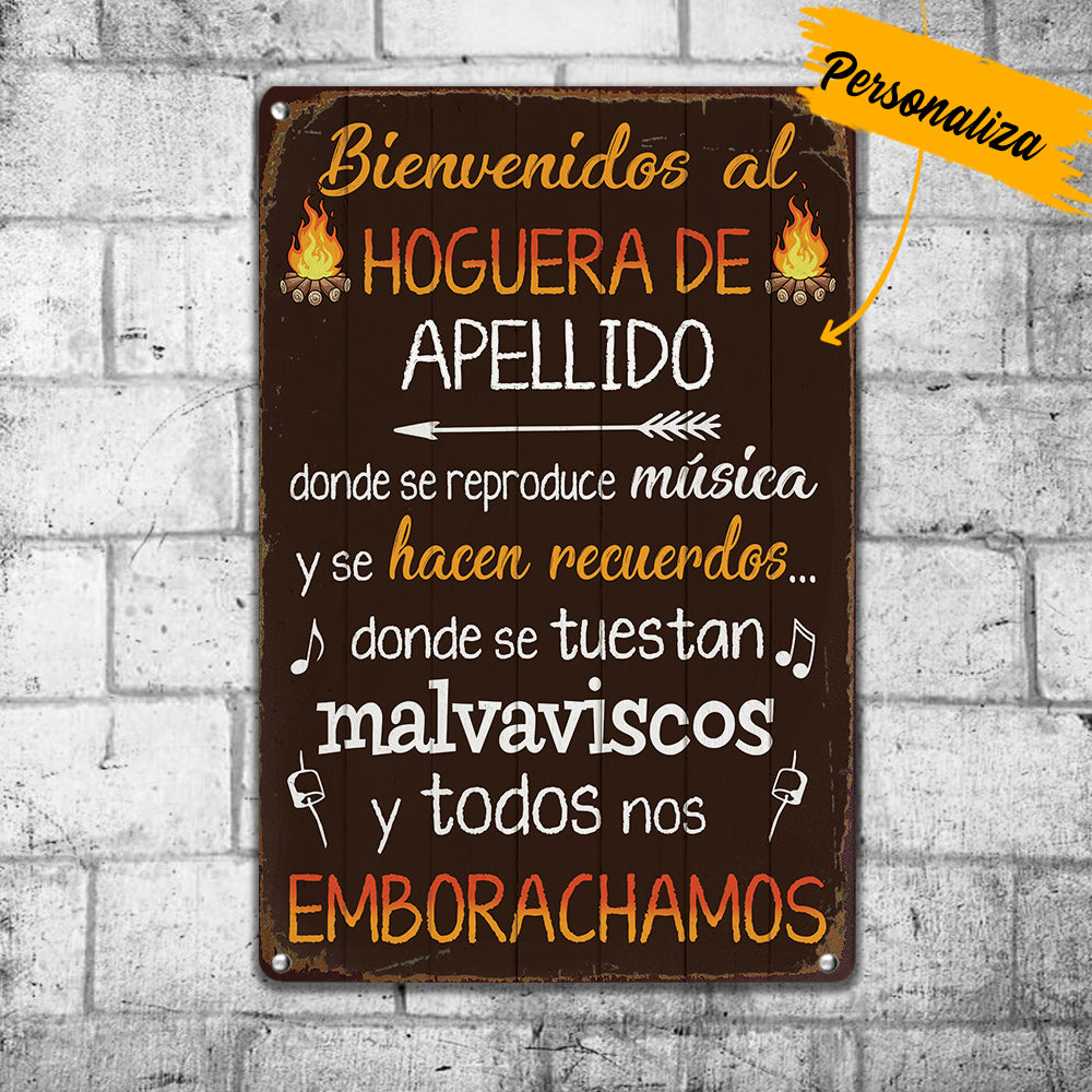 Personalized Welcome To The Fire Pit Backyard Hoguera Patio Trasero Spanish Metal Sign JL125 73O57