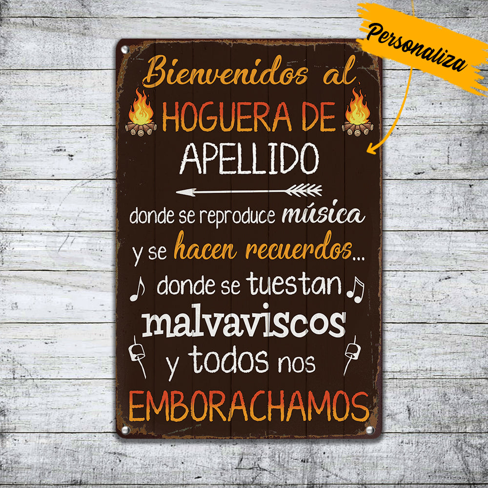 Personalized Welcome To The Fire Pit Backyard Hoguera Patio Trasero Spanish Metal Sign JL125 73O57