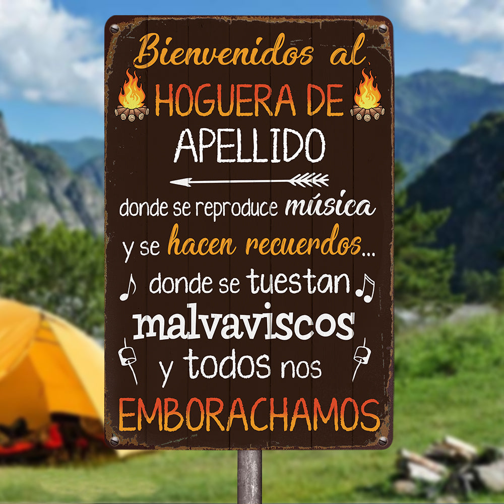 Personalized Welcome To The Fire Pit Backyard Hoguera Patio Trasero Spanish Metal Sign JL125 73O57