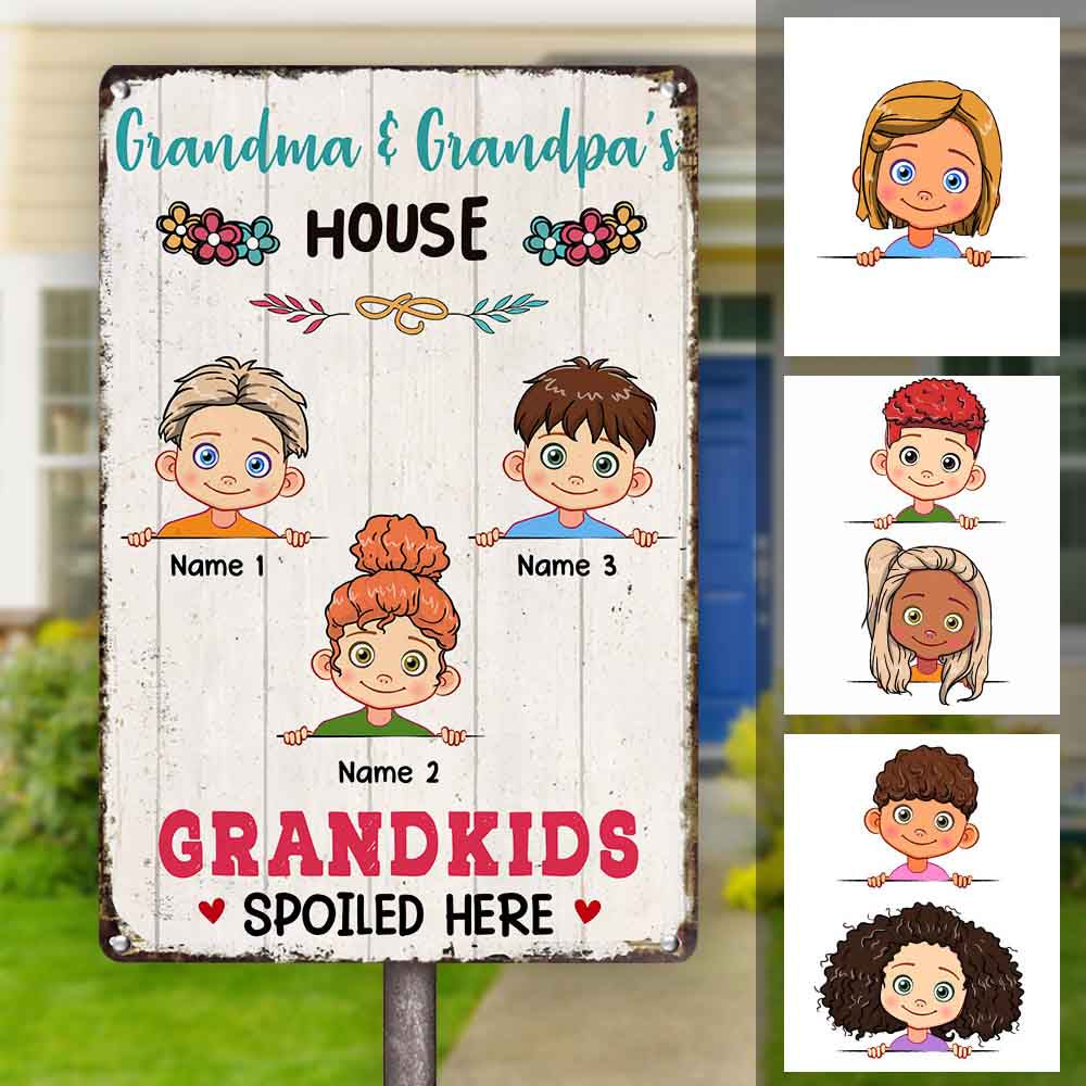 Personalized Grandma Grandparent Mom House Metal Sign JL61 87O58
