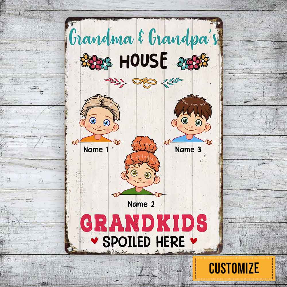Personalized Grandma Grandparent Mom House Metal Sign JL61 87O58