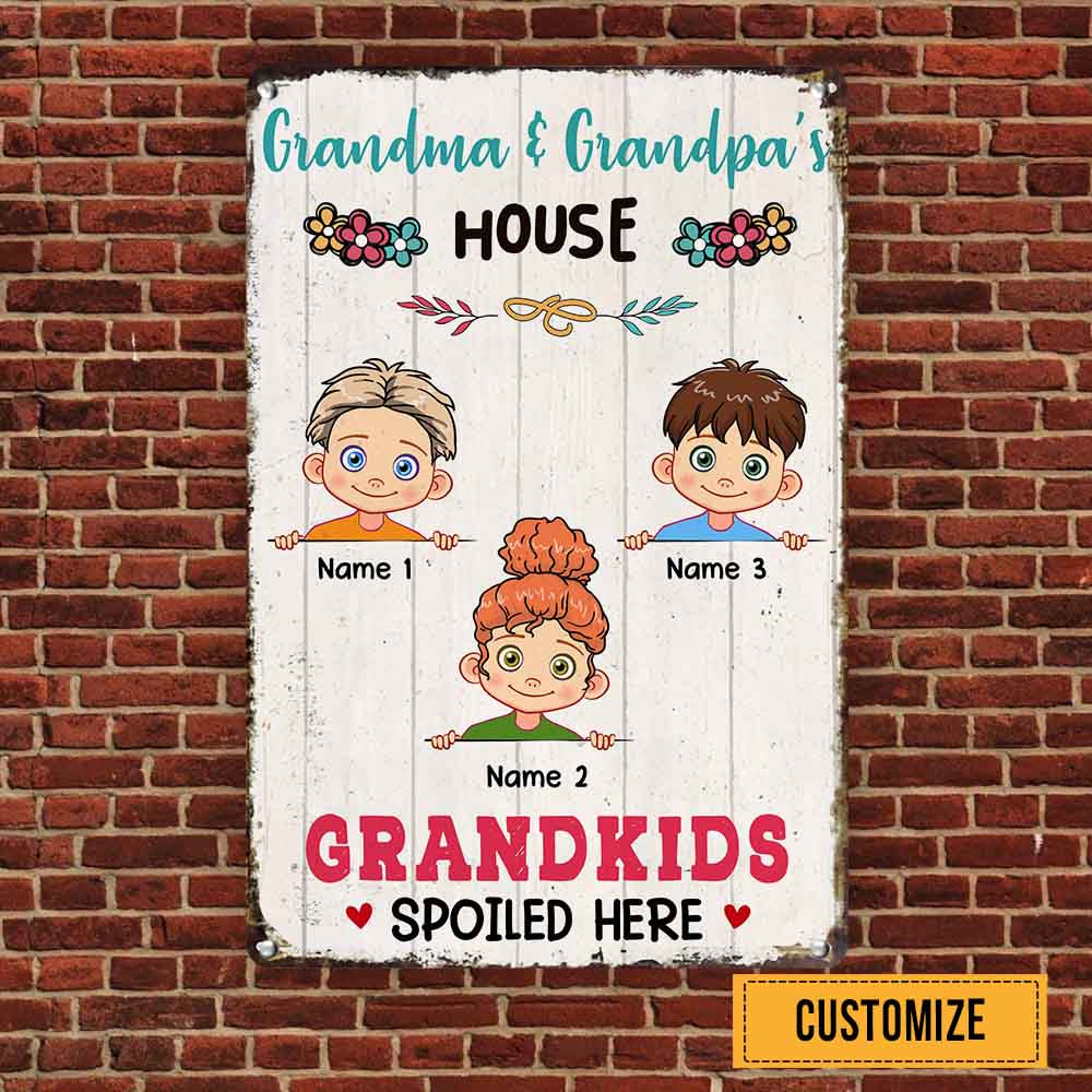 Personalized Grandma Grandparent Mom House Metal Sign JL61 87O58