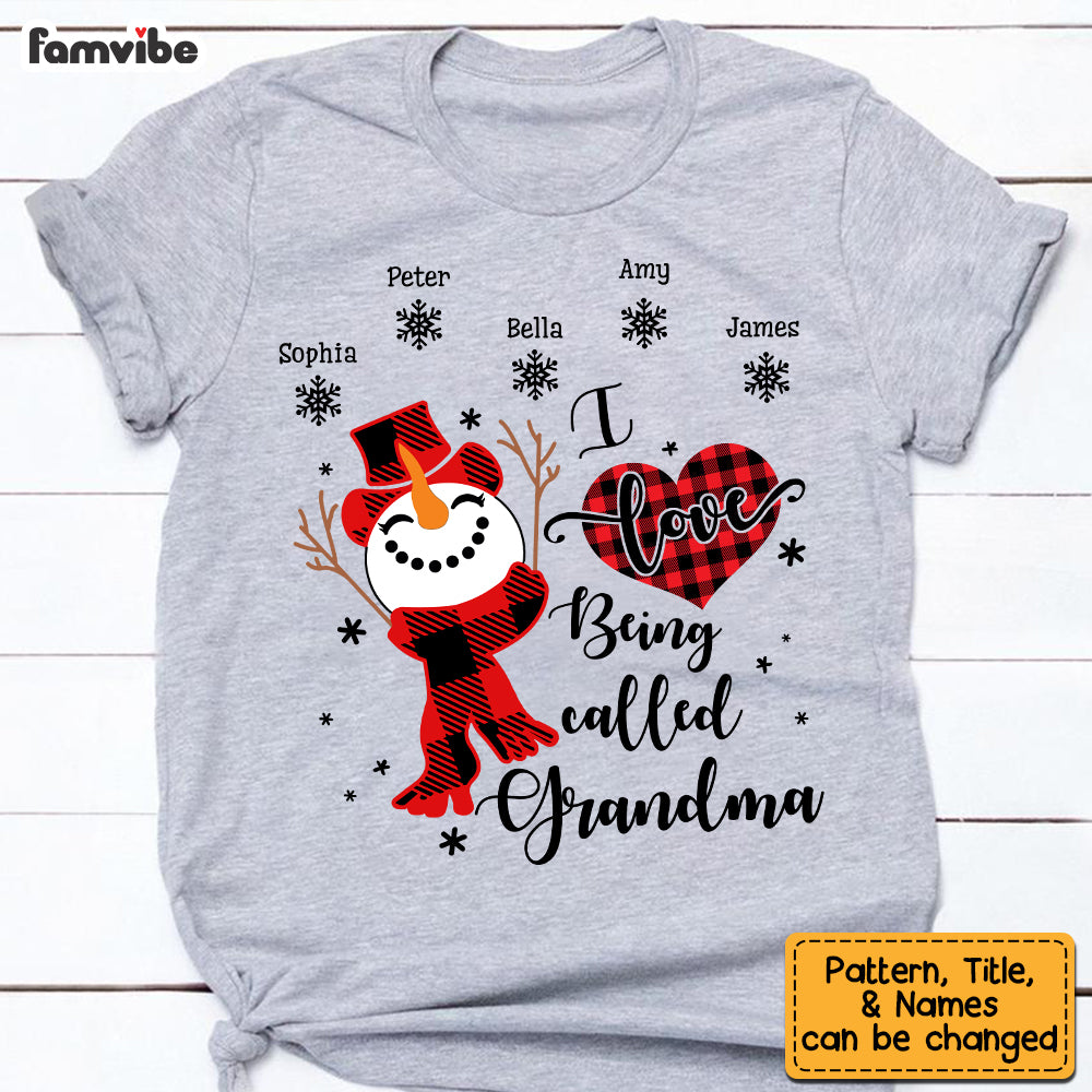 Personalized I Love Being Called Grandma Snowman Christmas Shirt NB92 58O53 Mockup 2