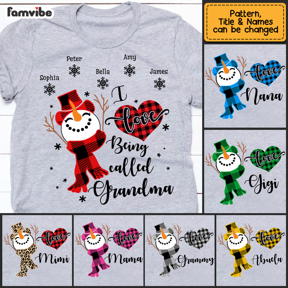 Personalized I Love Being Called Grandma Snowman Christmas Shirt NB92 58O53 Mockup 3