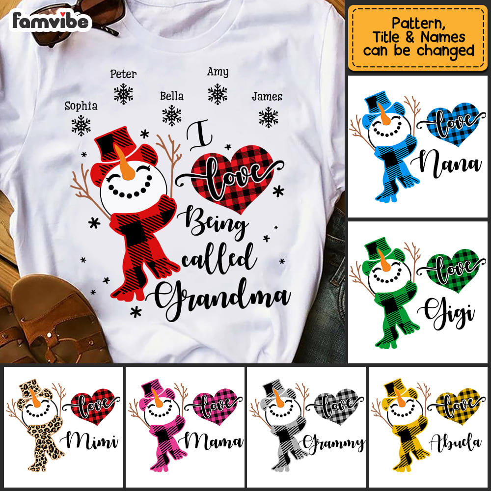 Personalized I Love Being Called Grandma Snowman Christmas Shirt NB92 58O53 Mockup 5