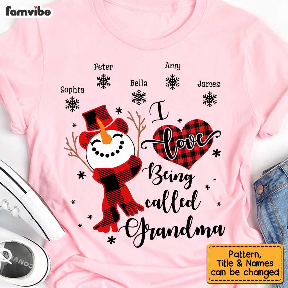 Personalized I Love Being Called Grandma Snowman Christmas Shirt NB92 58O53 Mockup 6