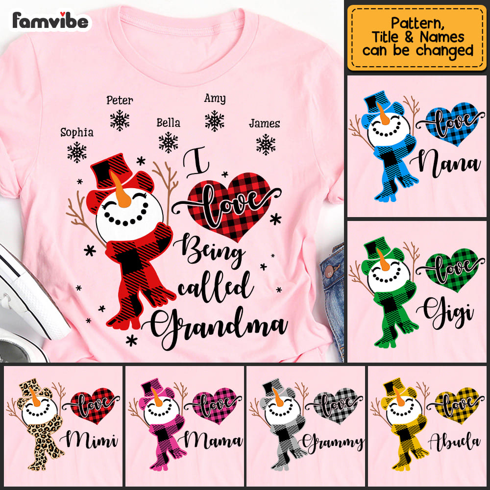 Personalized I Love Being Called Grandma Snowman Christmas Shirt NB92 58O53 Mockup 7