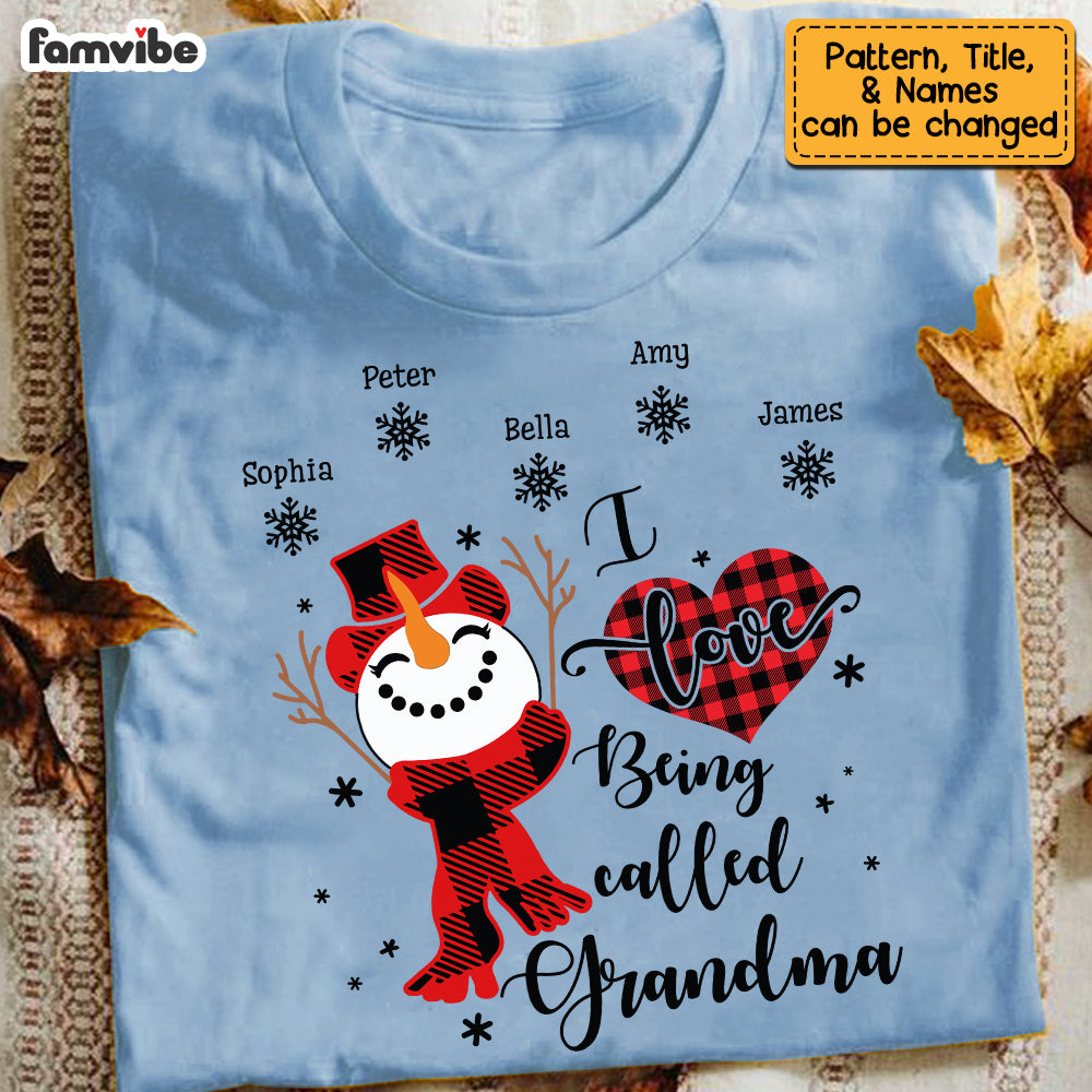 Personalized I Love Being Called Grandma Snowman Christmas Shirt NB92 58O53 Mockup 5