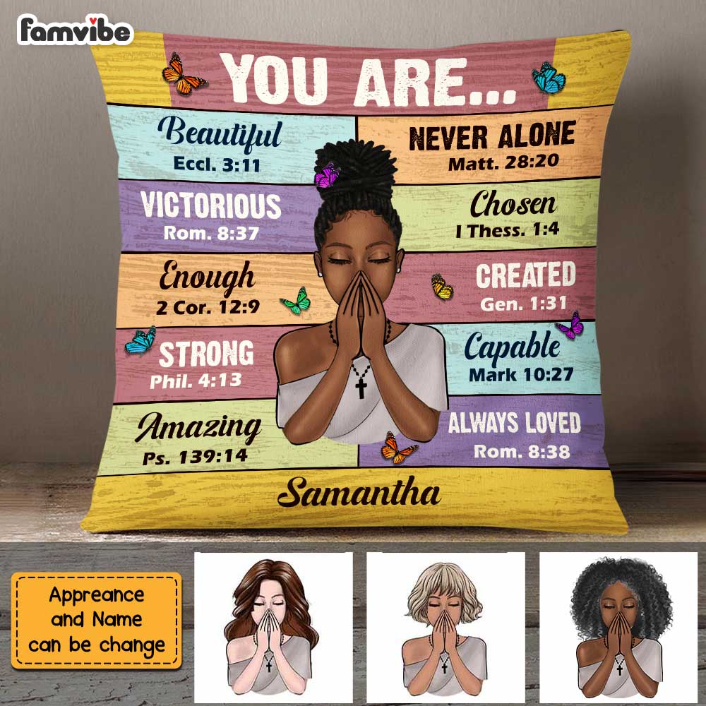 Personalized Bible Verses God Says You Are Pillow NB301 30O47 Mockup 3