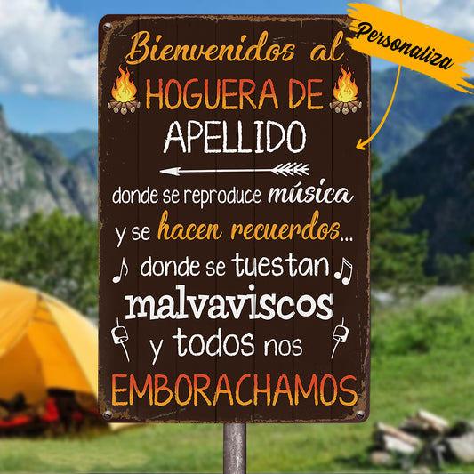 Personalized Welcome To The Fire Pit Backyard Hoguera Patio Trasero Spanish Metal Sign JL125 73O57