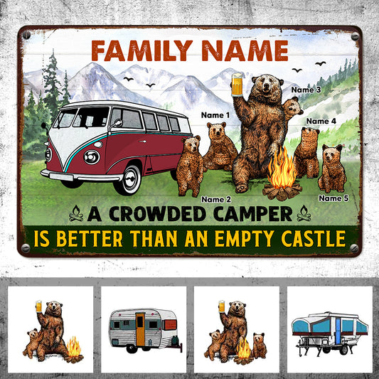 Personalized Camping  Crowded Camper Metal Sign JL235 24O47
